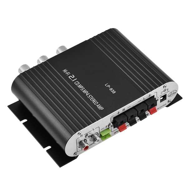 Kraftfuld Mini HiFi 2.1 Stereo Basforstærker til bil- og hjemlyd - Digital forstærker (sort)