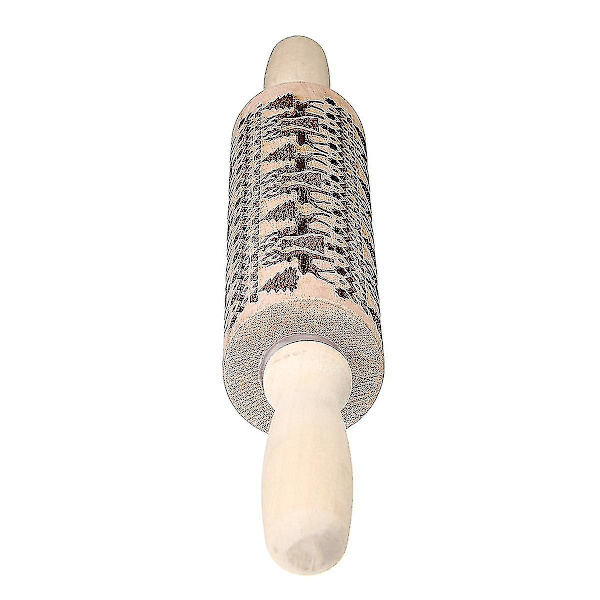 Hhcx-christmas Elk Print Rolling Pin Engraved Rolling Pin Wooden Embossing Embossed Baking Tools