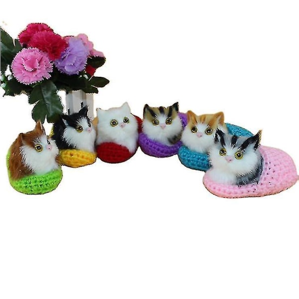 Simulation Cat Ornament Tofflor red open-eyed slippers cat