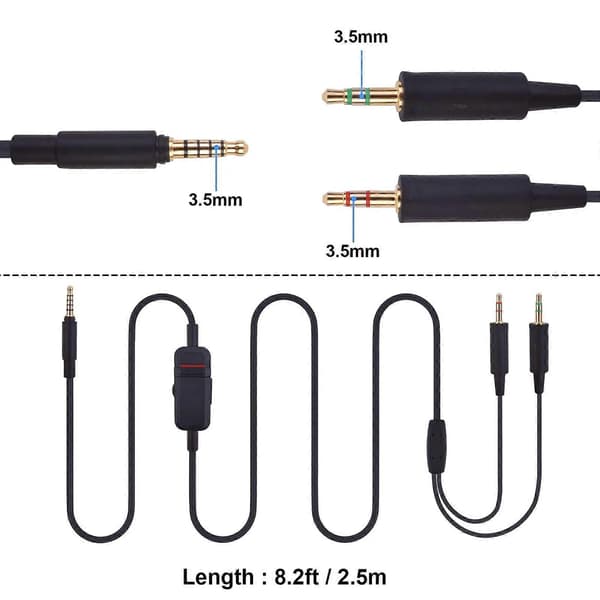OFC-erstatningskabel for Beyerdynamic MMX300 MMX 300 2. generasjons gaming-headset med mikrofon, mute og volumkontroll
