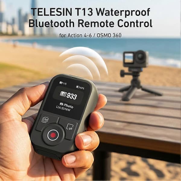 【BQ】TELESIN 60M Bluetooth Remote Control for DJI OSMO Action 4/5/6 & 360, Wrist Strap Included