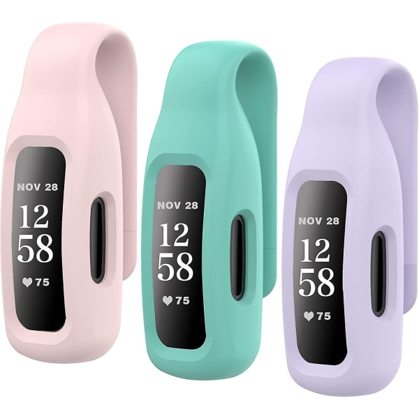 3-pack Clips Ersättning för Fitbit Inspire 2, mjuk, bekväm silikonklämma 360 skyddshållare Tillbehör kompatibel med Fibit Inspire 2