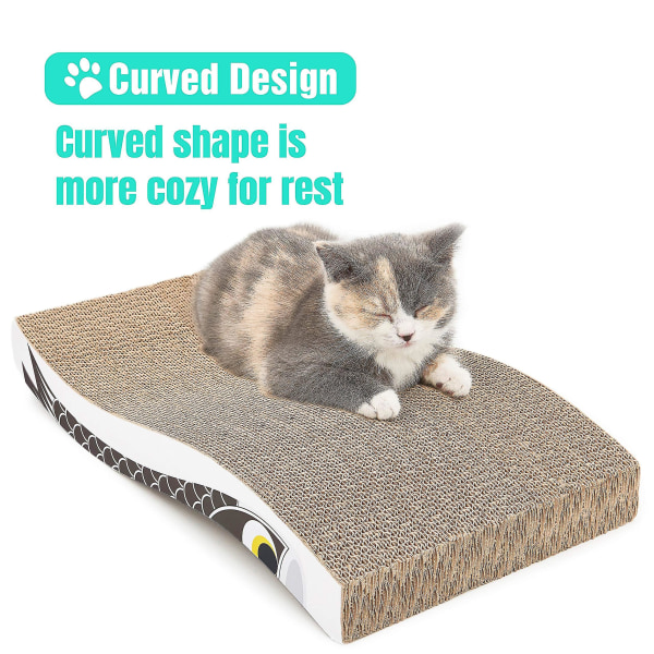 Cat Scratching Board med premium scratch texturer Design krökt form Vändbar användning Slitstark skrapdyna Small candy bar