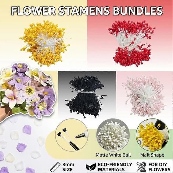 【BQ】240 stk. perleblomstsenter simuleringsblomstmateriale perlestøvbærer rose lilje materiale simuleringsblomstdekorasjon 3mm-D D