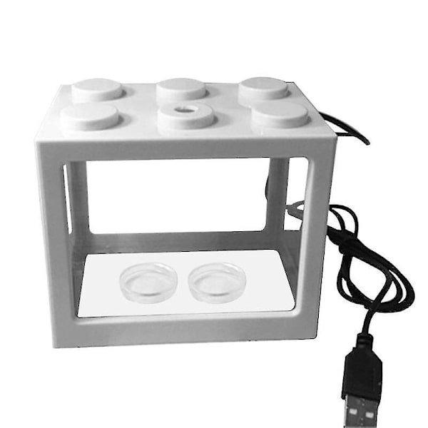 Usb Mini Aquarium Fish Tank Med Led Lampe Lys Hjemmekontor Desktop Te-bord dekoration tilbehør