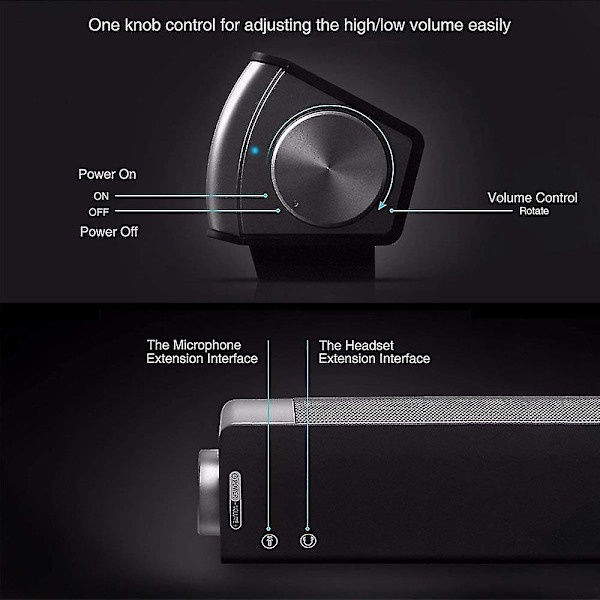 Datorhögtalare, Computer Sound Bar, Stereo USB driven Mini Soundbar-högtalare Silver gray