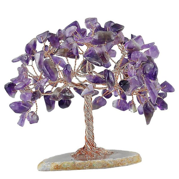 Healing Crystal Money Tree Ornament Tree Bonsai Fortune Home Office Dekoration Purple