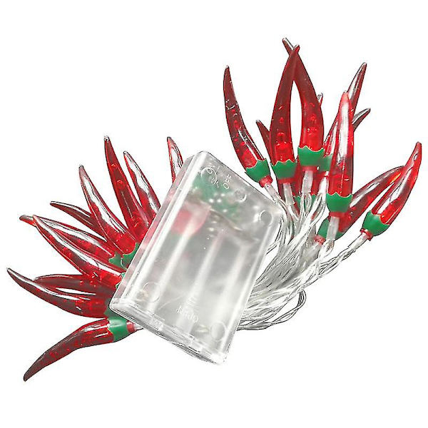 Chili String Lights 3m 20 LEDs Batteridrevet Pepper Lights Dekorasjoner For Patio Gjerde Dekk Balkong Camping (rød)