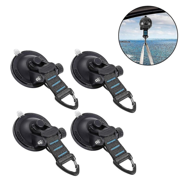 Kraftiga sugkoppar 4 stycken med krokar Uppgraderad bilcamping förankrad sugkopp Camping presenning Tillbehör med fästkrok Stark power för markis Blue