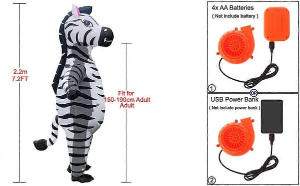 【BQ】Oppustelig Zebradragt, Voksen