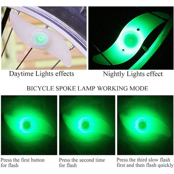 4 x LED-cykelhjulsljus, vattentät LED-cykelhjulsljus med 3 blinkande lägen LED-cykelhjulsljus för vuxen- och barncykel - grön