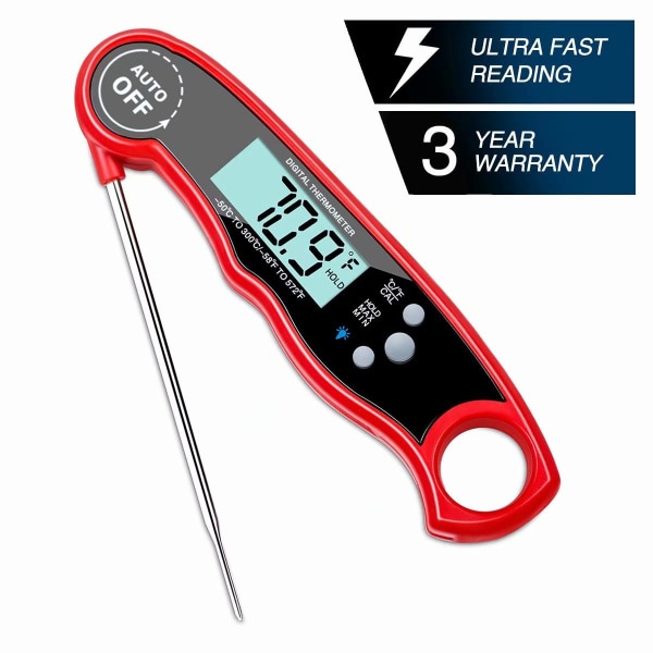 Instant Read Digital Food Thermometer med LCD-skärm med stark bakgrundsbelysning