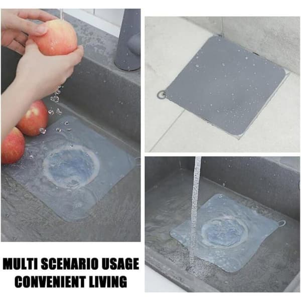 OKZ Silikone Afløbsprop - Lugtfri - 20x20 cm - Universal - Afløbsbeskyttelse - Hvid og Grå