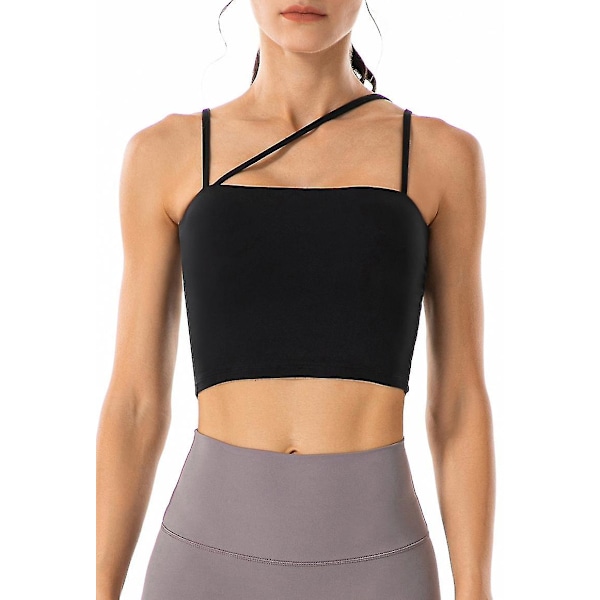 Yoga Tank Top Sports BH Tynn skulderrem Sling Top Fitness BH Black S