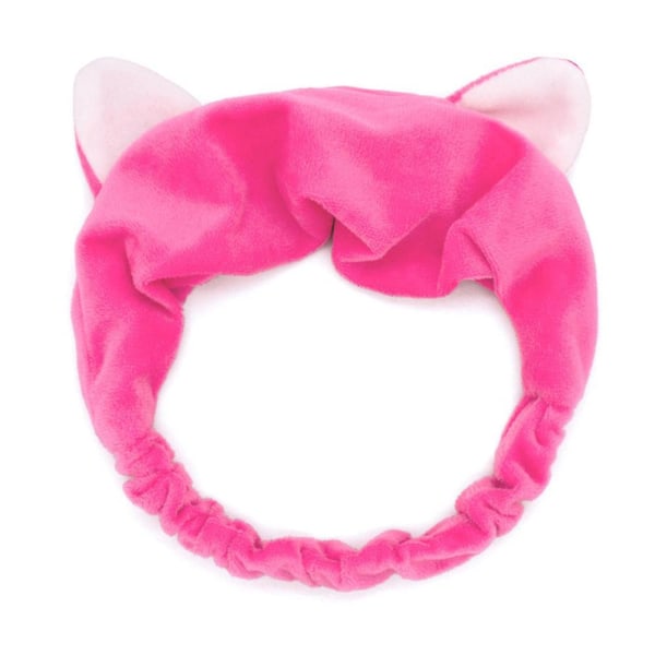 Kvinnor Katt Öron Turban Tvätta Ansikte Huvud Wrap Tvinnat knutna hårband Pannband Rose Red