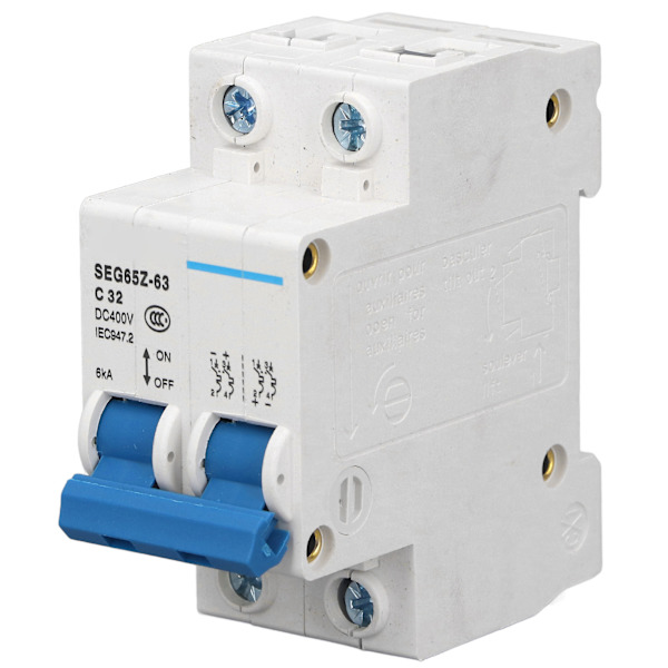DC Miniature Strømafbryder 2P 6KA 400V Luftkontakt til Solcelle PV System Paneler Net C32 32A