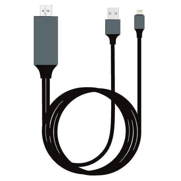 【BQ】Lightning til HDMI-kabel til iPhone iPad Skærm TV HD-adapter USB-opladerkabel 2m