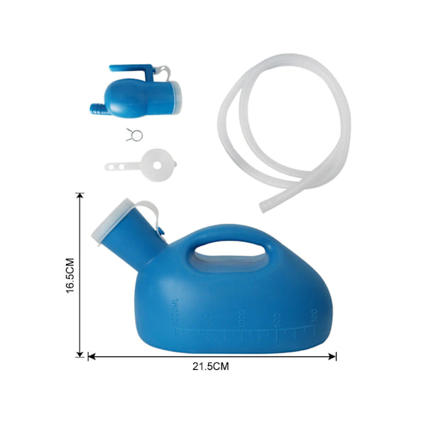 2000ml Män Urinal Collector Kissflaska Bil Camping Resor +1,6M Tube -Blå