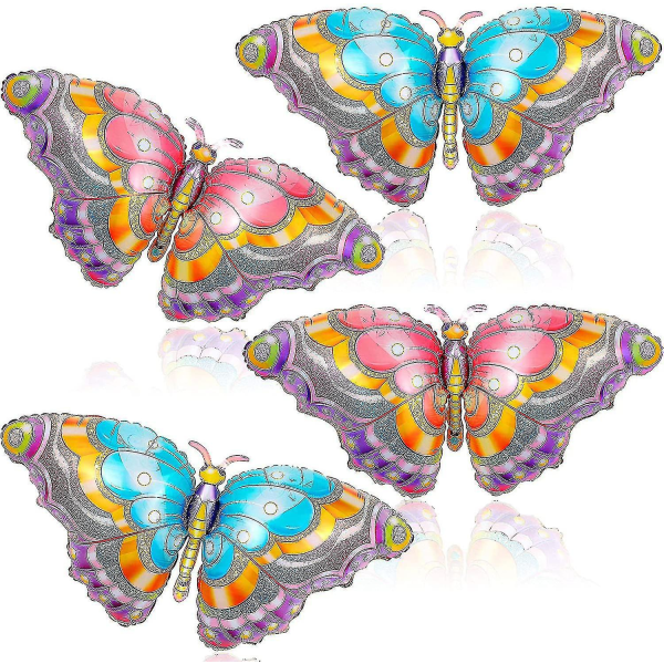 4 delar fjärilsballonger Färgglad fjäril aluminiumfolieballonger Butterfly mylar ballonger för fjäril