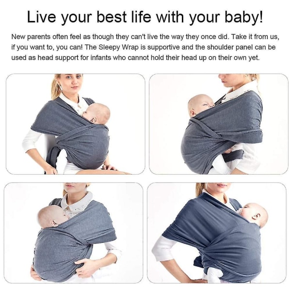 Baby Wrap Sling Hands Free, Milt Stretch Tyg För Baby Shower