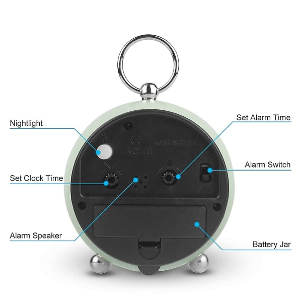 Stille nattklokker Batteridrevet ikke-tikkende skrivebordsklokke Analog vekkerklokke soverom retro vekkerklokke Green