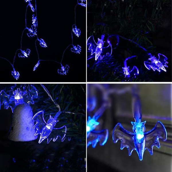 Led Halloween Bat Lantern Ghost Hand Light String Solar Batteri USB Ghost Light String Secret Room Dekoration bat blue 3
