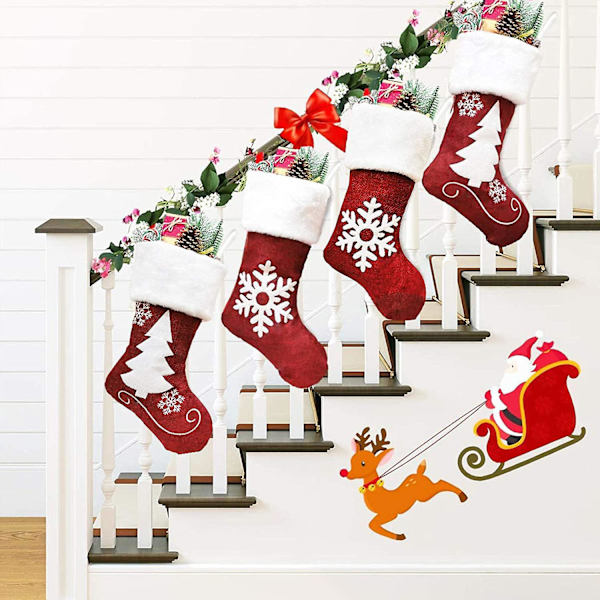 Julstrumpor, 2 st 18 tums julstrumpor, säckväv julklapp