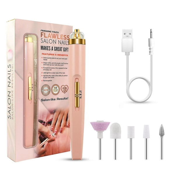 Neglelakker seks i én neglelak Elektrisk manicure negleinstrument Pink