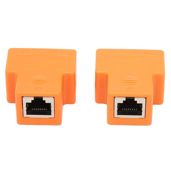 2 stk. 1 til 2 Ethernet Splitter Kobling PVC RJ45 Splittere Stik Interferensmodstand