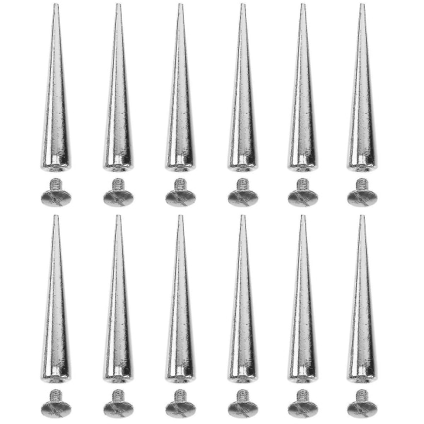 10 stk Solid Punk Bullet Large Spikes Metallskinnnagler Gjør-det-selv sølvkjeglestifter