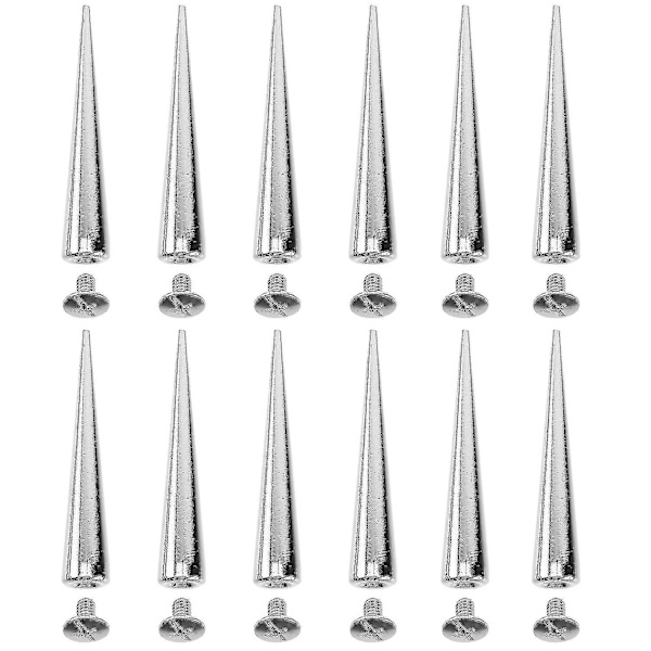 10pcs Solid Punk Bullet Large Spikes Metal Leather Rivets Diy Silver Cone Studs
