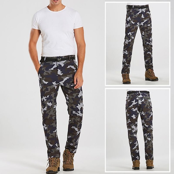 Herr Vattentät Utomhus Vinter Thermal Byxor Vindtäta Byxor För Vandring Skidåkning Camouflage grey L