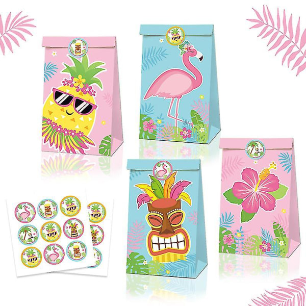 12 stk Ananas Flamingo Kraft Papir Gaveposer Hawaiian Tropical Party stil A style A