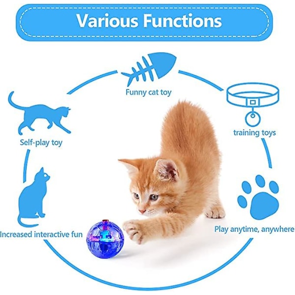 Shxx 4 stykker Spøkjakt Cat Ball Motion Light Up Cat Balls Led Motion Activated Cat Ball Motion Light Up Cat Hund Interactive Toys Pet Glowing Mini