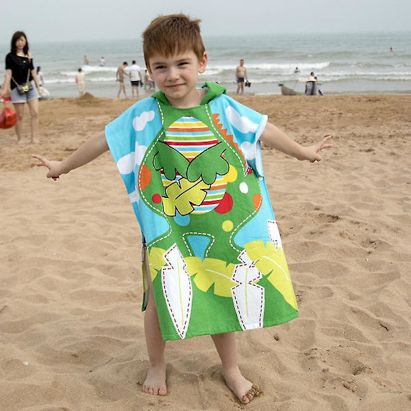 Mikrofibertryckt badhandduk för barn med Cape Vuxen Strandbyterock Poncho Utomhus Simning Surf Speed ​​Torr Huva Morgonrock 60 cm