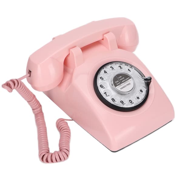 Klassisk Rosa Retro Håndsvinget Fast Telefon