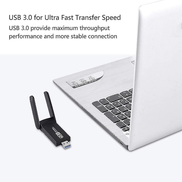 Wifi-sovitin 1200 Mbit/s, Wifi-tikku ja 2 X antenni USB 3.0 Wifi Dongle (5 G & 867 Mbit/s + 2.4 G & 300 Mit/s)