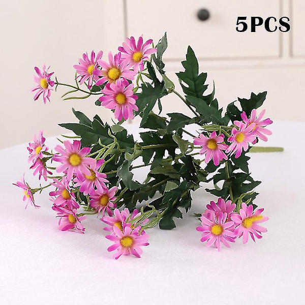 5 stk Kunstige Blomster Silk Daisy Kunstig Daisy Til Hjem Bryllupsdekoration Purple