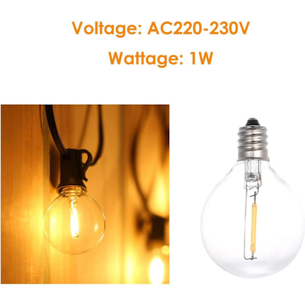 LED-lamppu, vaihtopolttimot AC220-230V 1W G40 3kpl E12 ruuvattava pohjalasi