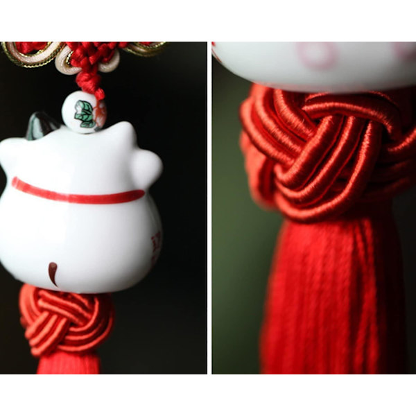 Feng Shui Lucky Cat Keramiskt hängande charm hängande för rikedom Fortune