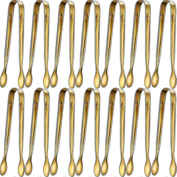 12 stycken sockertänger istänger i rostfritt stål mini serveringstänger (silver, 4,3 tum) - MXBC gold
