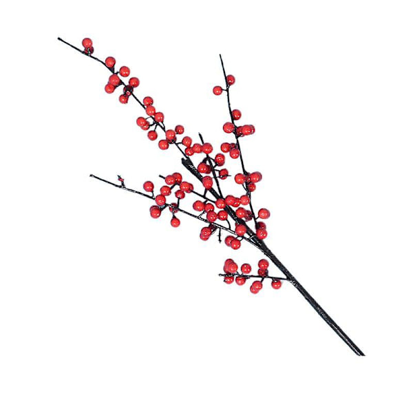Simulering Järnek Fruit Nordamerika Liten Järnek Fortune Frukt Röd Acaciaböna Bröllop Vårfest Festligt arrangemang Jul Röd Frukt 6 fork red