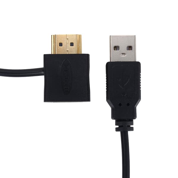 HDMI Han til Hun Adapter 50cm USB 2.0 Oplader Strømkabel