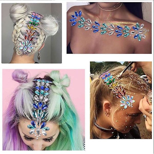 Forehead Gems - Trendig musikfestivalsmink och håraccessoarer! Color4