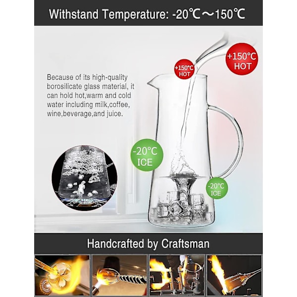 Glaskande, 1500ml glaskande med filterdæksel