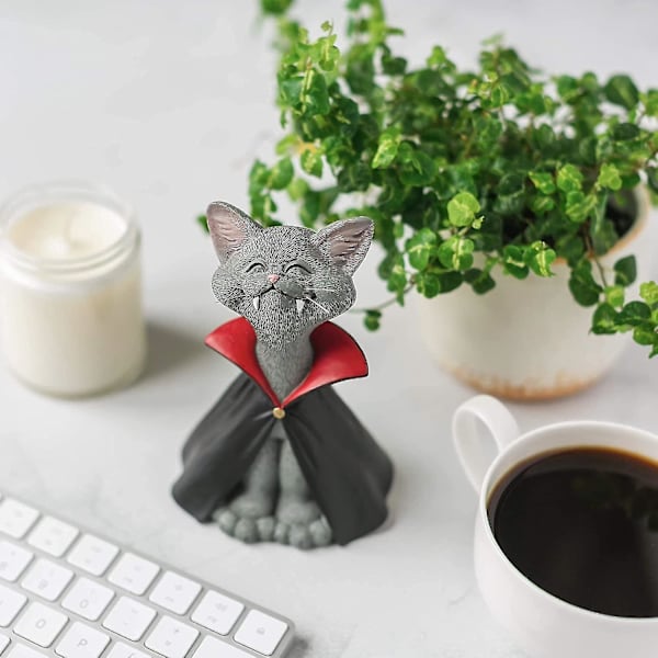 Nyckfull Buddha Cat Figurine, Meditation Yoga Collectible, Cat Lover Gifts Grey-Vampire Dracul