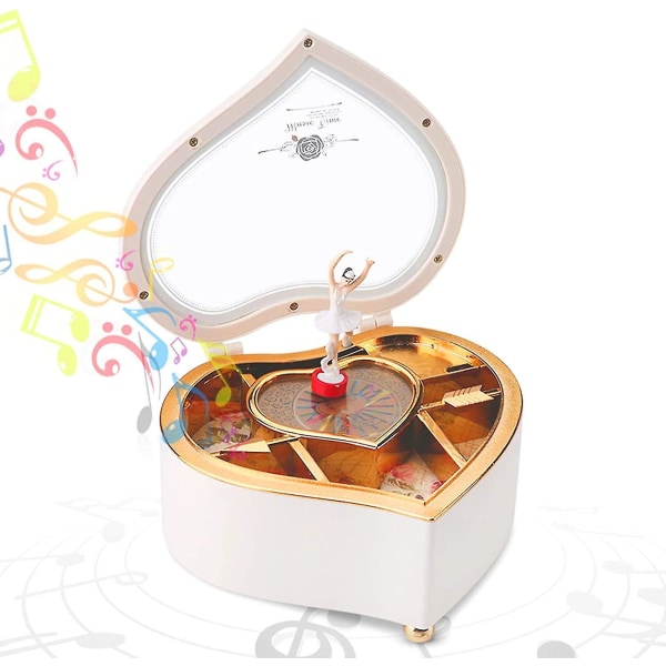 Multifunktionel roterende musikboks Valentinsdagsgave (hvid Love Music Box)