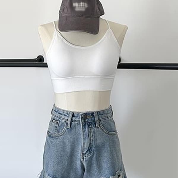 Dam Slim Fit Vadderad Spaghettiband Linne Vit One Size Vardagskläder