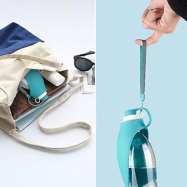 580 ml hundevandsflaske silikonebladdesign til kæledyrsvanddispenser Blue