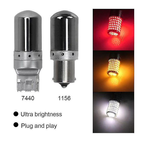Bremselampe Fejlfri Canbus 1 stk Canbus Bil Led Pærer Blinklys 1156 Ba15s P21w T20 7440 W21w Led Pærer 3014 144smd 7440 yellow